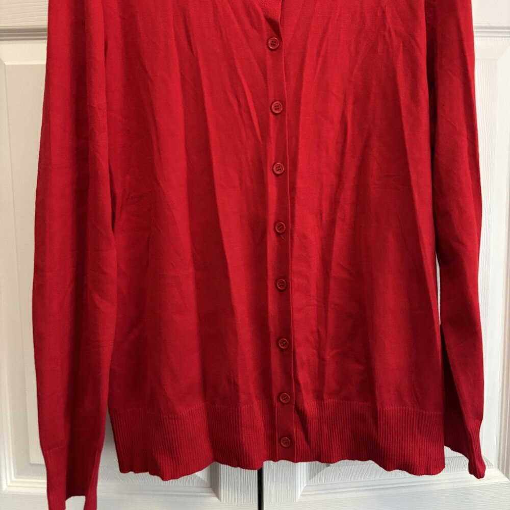NWT Women's Red Button Front Sweater.  Size X-Large Free Shipping - Picture 3 of 3